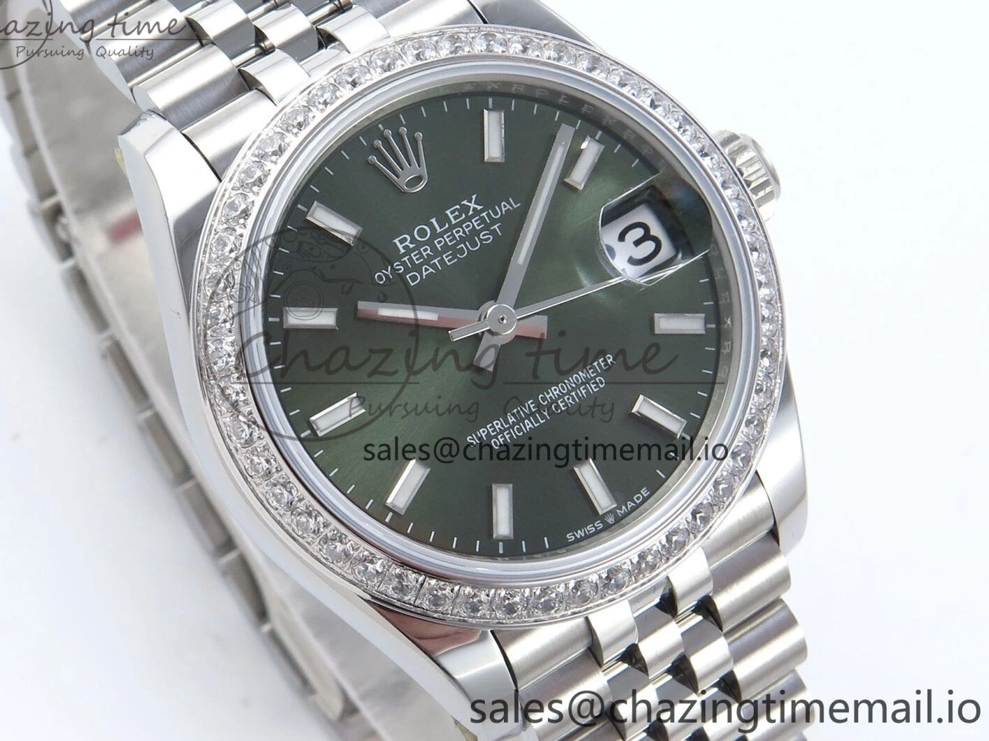 Diamonds Edition ARF Jubilee 278384RBR 904L ETA DateJust SS Bracelet on Stick Best 1:1 2688 Steel Green 31 Dial Bezel 0110